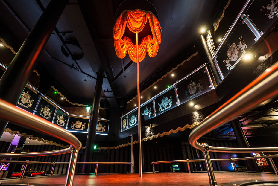 Close up shot of the main stage and dancing area inside Rude