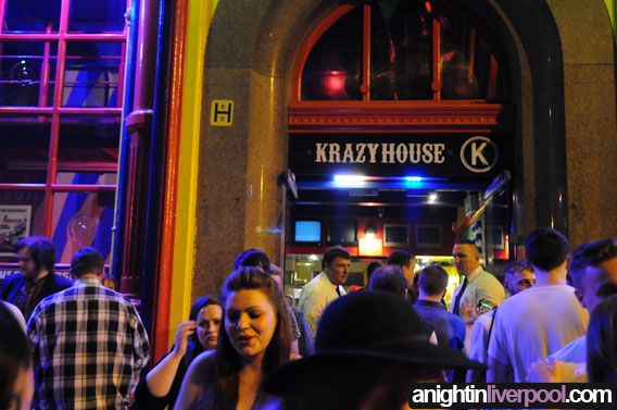 outside krazy house at 2am, wood street liverpool