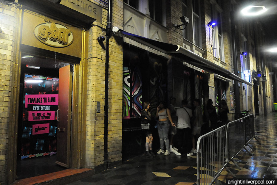 Outside Gbar nightclub in Liverpool on Saturday night